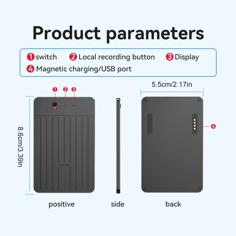 Chatgpt-4 AI Voice Recorder LED Indicator AI Notetaking Device 500Mah Intelligent Note Voice Recorder for International Exchange