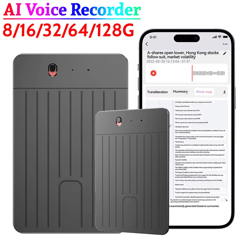 Chatgpt-4 AI Voice Recorder LED Indicator AI Notetaking Device 500Mah Intelligent Note Voice Recorder for International Exchange
